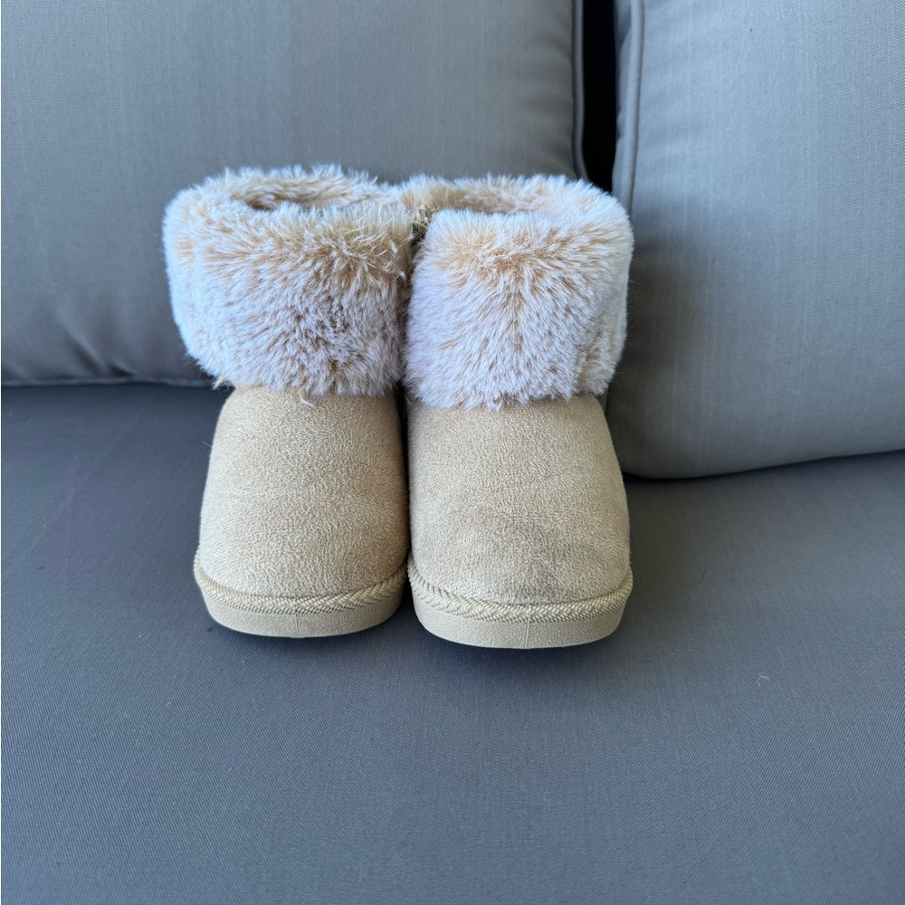 Warm Tan Kids Boots with Plush Lining - Picture 1 of 6